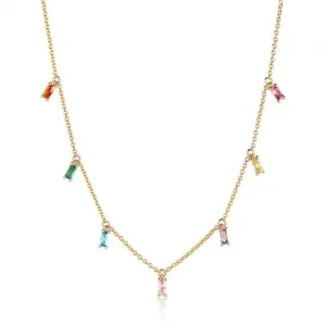 Multicoloured Zirconia Princess Baguette Necklace SJ-C1074-XCZ-SG