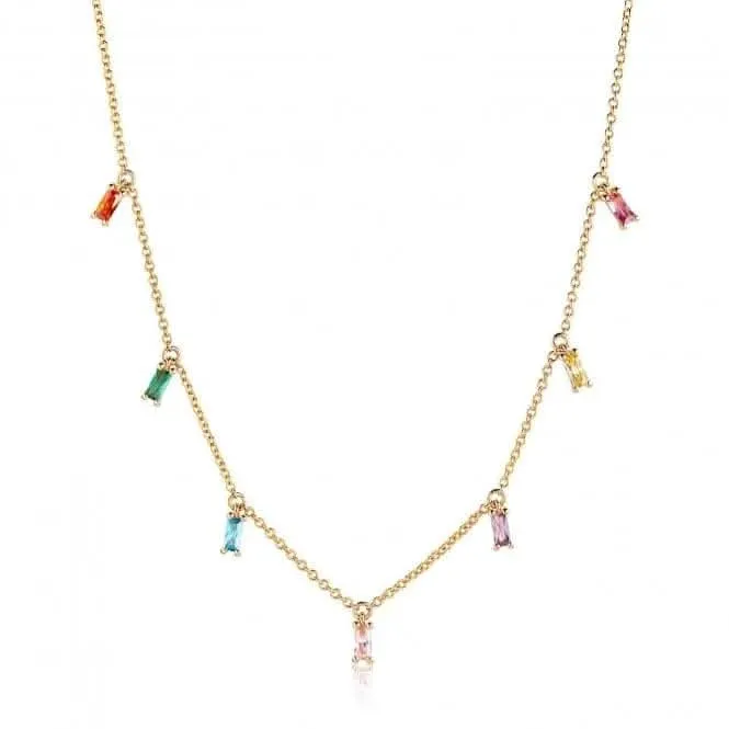 Multicoloured Zirconia Princess Baguette Necklace SJ-C1074-XCZ-SG