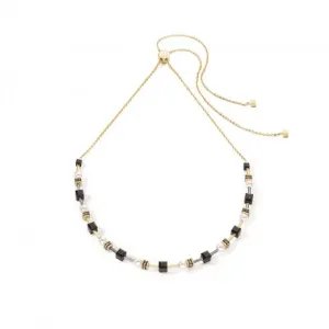 Mysterious Cubes & Pearls Gold-Black Necklace 4085/10-1316