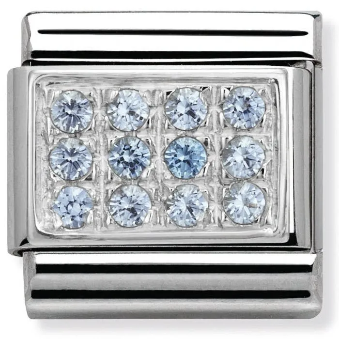 Nomination Charm Composable Classic Pave Light Blue Cubic Zirconia Steel