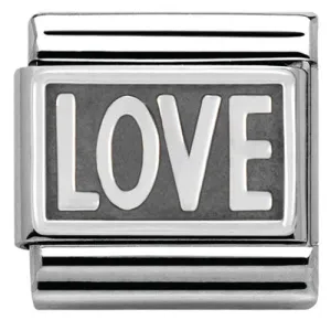 Nomination Charm Composable Classic Plates Oxidized Love Steel