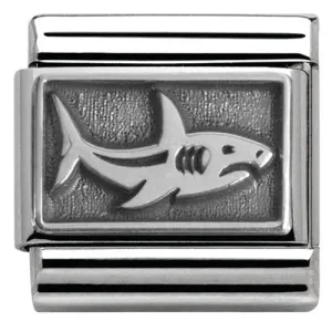 Nomination Charm Composable Classic Plates Oxidized Shark Steel