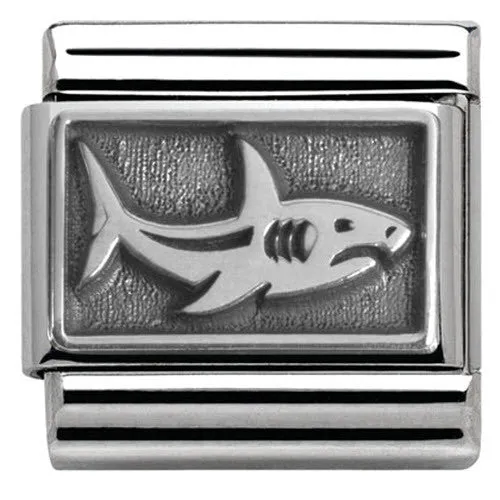 Nomination Charm Composable Classic Plates Oxidized Shark Steel