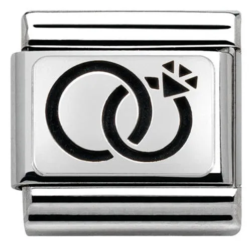 Nomination Charm Composable Classic Plates Oxidized Wedding Rings Steel