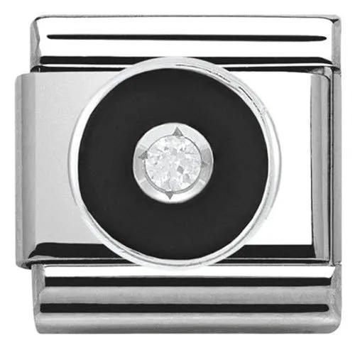 Nomination Charm Composable Classic Symbols Black Circle Steel