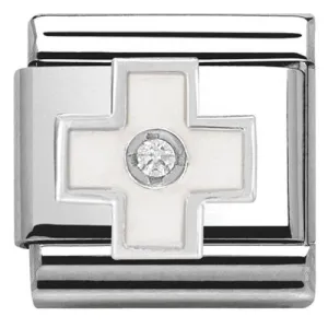 Nomination Charm Composable Classic Symbols White Cross Steel