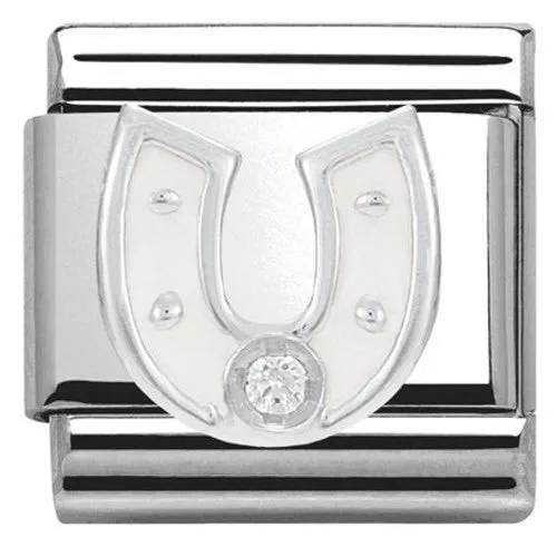 Nomination Charm Composable Classic Symbols White Horseshoe Steel