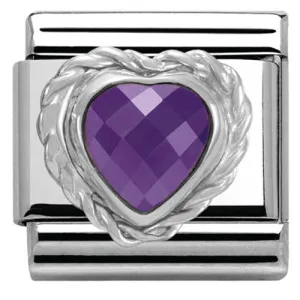 Nomination Charm Composable Link Heart Stone Purple Steel