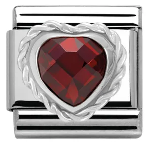 Nomination Charm Composable Link Heart Stone Red Steel