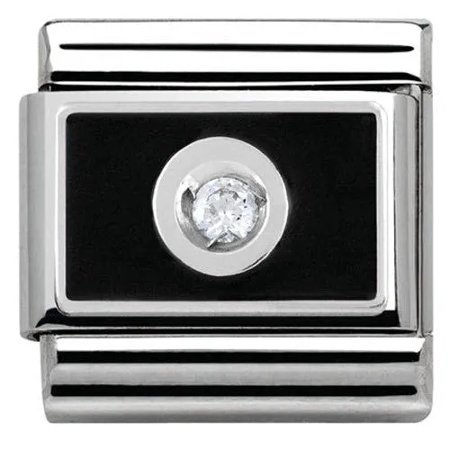 Nomination Charm Composable Link with Colored Plate Black on White Steel