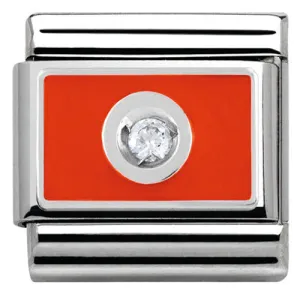 Nomination Charm Composable Link with Colored Plate White on Red Steel
