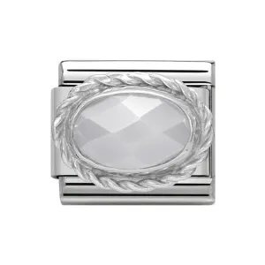 Nomination Composable Classic Stainless Steel Faceted Jade Oval Charm