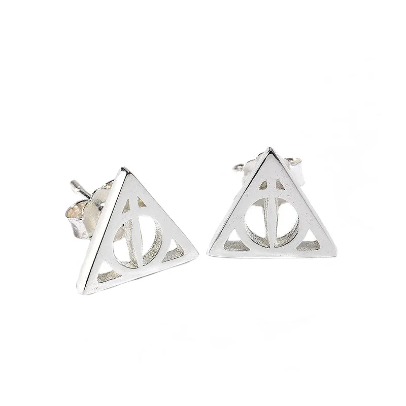 Official Harry Potter Sterling Silver Deathly Hallows Stud Earrings