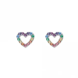 Open Heart Multi Nano Gems Stud Earrings 37811MCZ