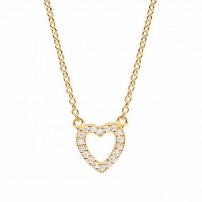 Open Heart Zirconia Gold Plated 17" Necklace 9543GCZ