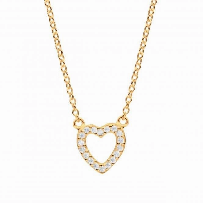 Open Heart Zirconia Gold Plated 17" Necklace 9543GCZ