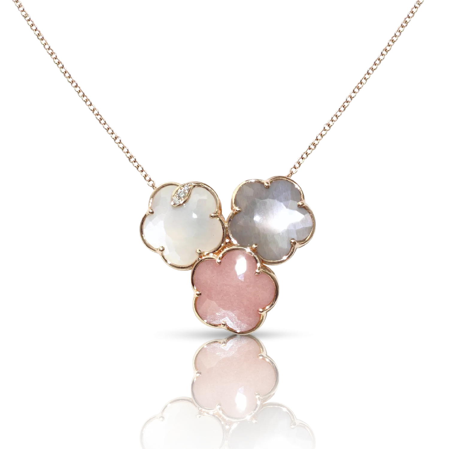 Pasquale Bruni Bouquet Lunaire 18ct Rose Gold Diamond Moon Gems Necklace D