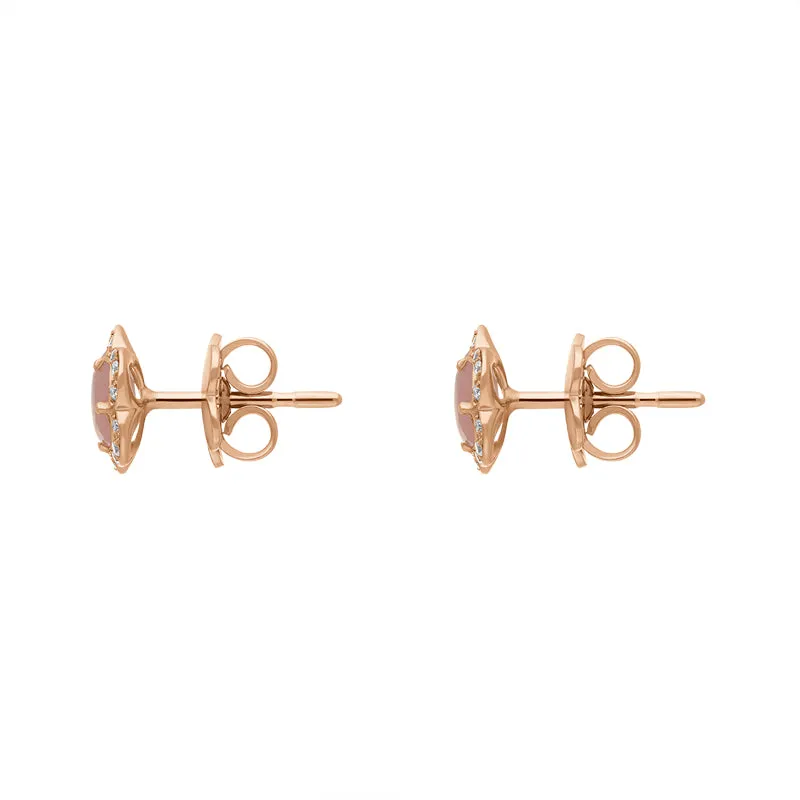 Pasquale Bruni Figlia Dei Fiori 18ct Rose Gold Chalcedony Diamond Flower Stud Earrings