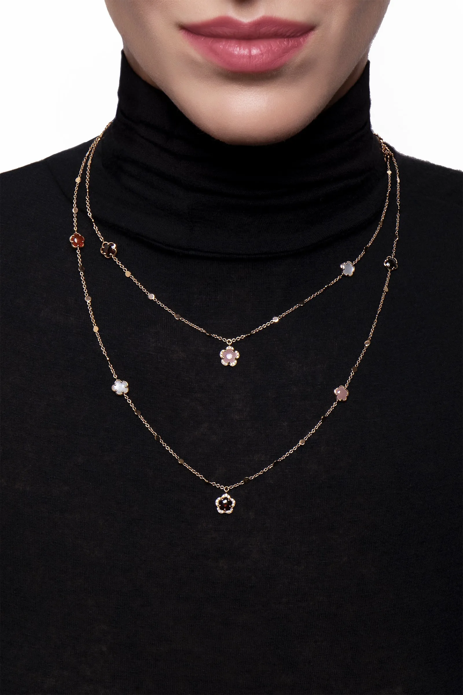Pasquale Bruni Figlia Dei Fiori 18ct Rose Gold Multicoloured Gemstone Diamond Flower Necklace