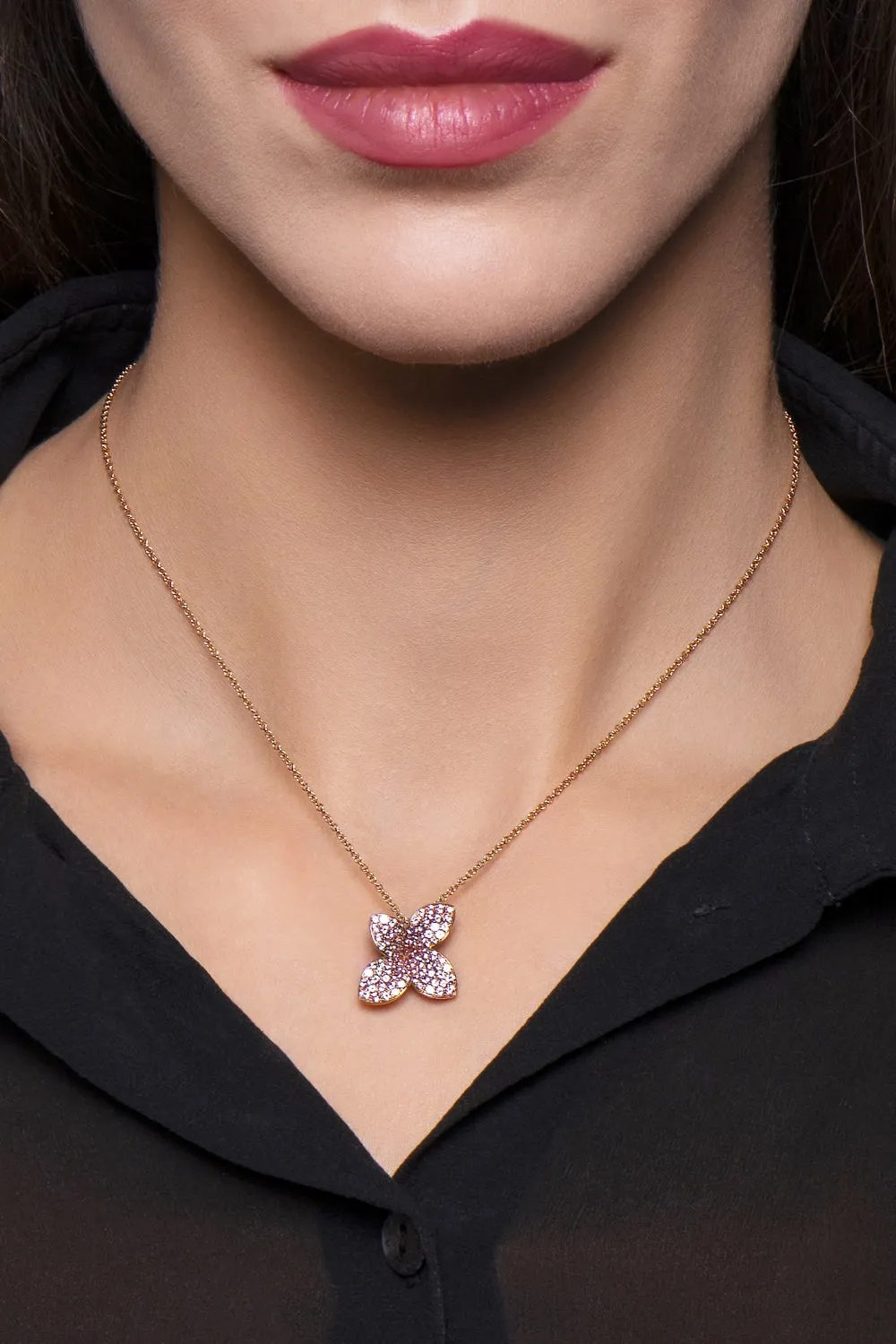 Pasquale Bruni Petit Garden 18ct Rose Gold Pink Sapphire Necklace D
