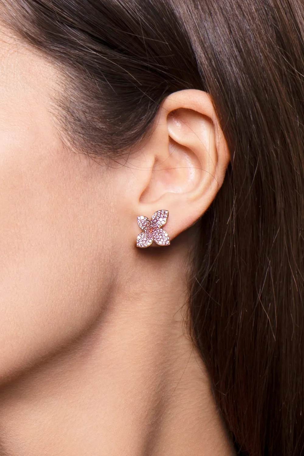 Pasquale Bruni Petit Garden 18ct Rose Gold Pink Sapphire Stud Earrings D
