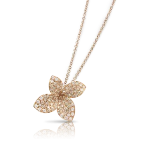 Pasquale Bruni Petit Garden 18ct Rose Gold White and Champagne Diamond Flower Necklace