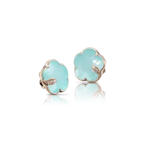 Pasquale Bruni Petit Joli 18ct Rose Gold Diamond Sea Moon Gem Stud Earrings