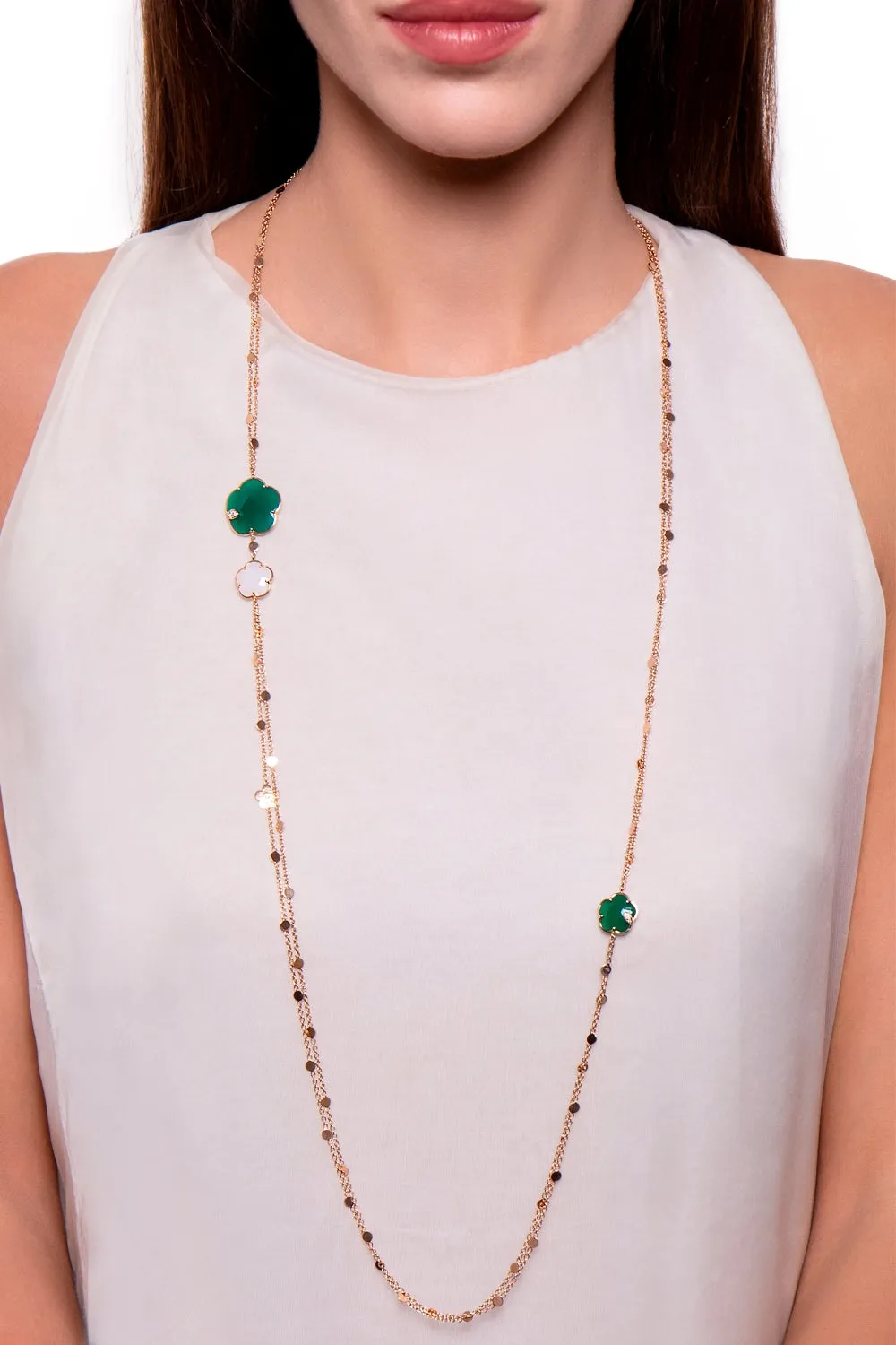 Pasquale Bruni Ton Joli 18ct Rose Gold Diamond Agate Sautoir Necklace