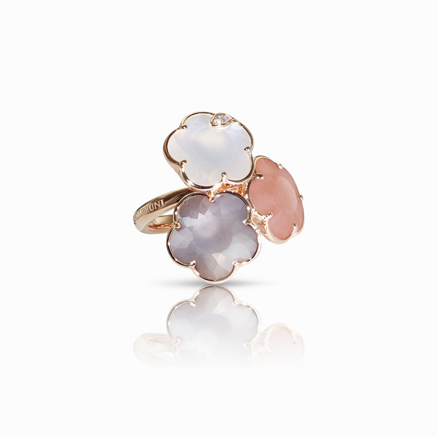 Pasquale Bruni Bouquet Lunaire 18ct Rose Gold Diamond Moon Gems Flower Ring