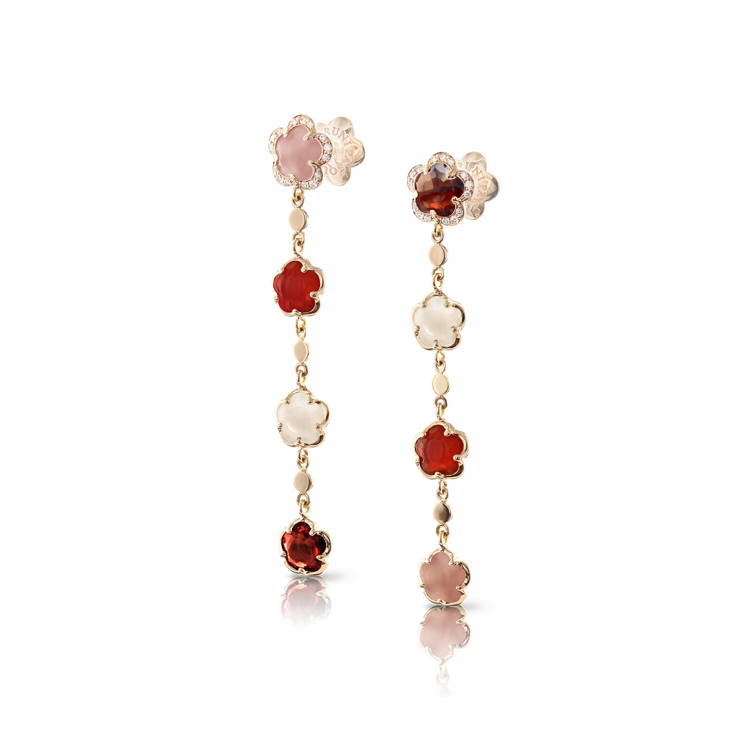 Pasquale Bruni Figlia Dei Fiori 18ct Rose Gold Diamond Gemstone Pendant Earrings