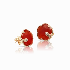 Pasquale Bruni Petit Joli 18ct Rose Gold Diamond Carnelian Stud Earrings