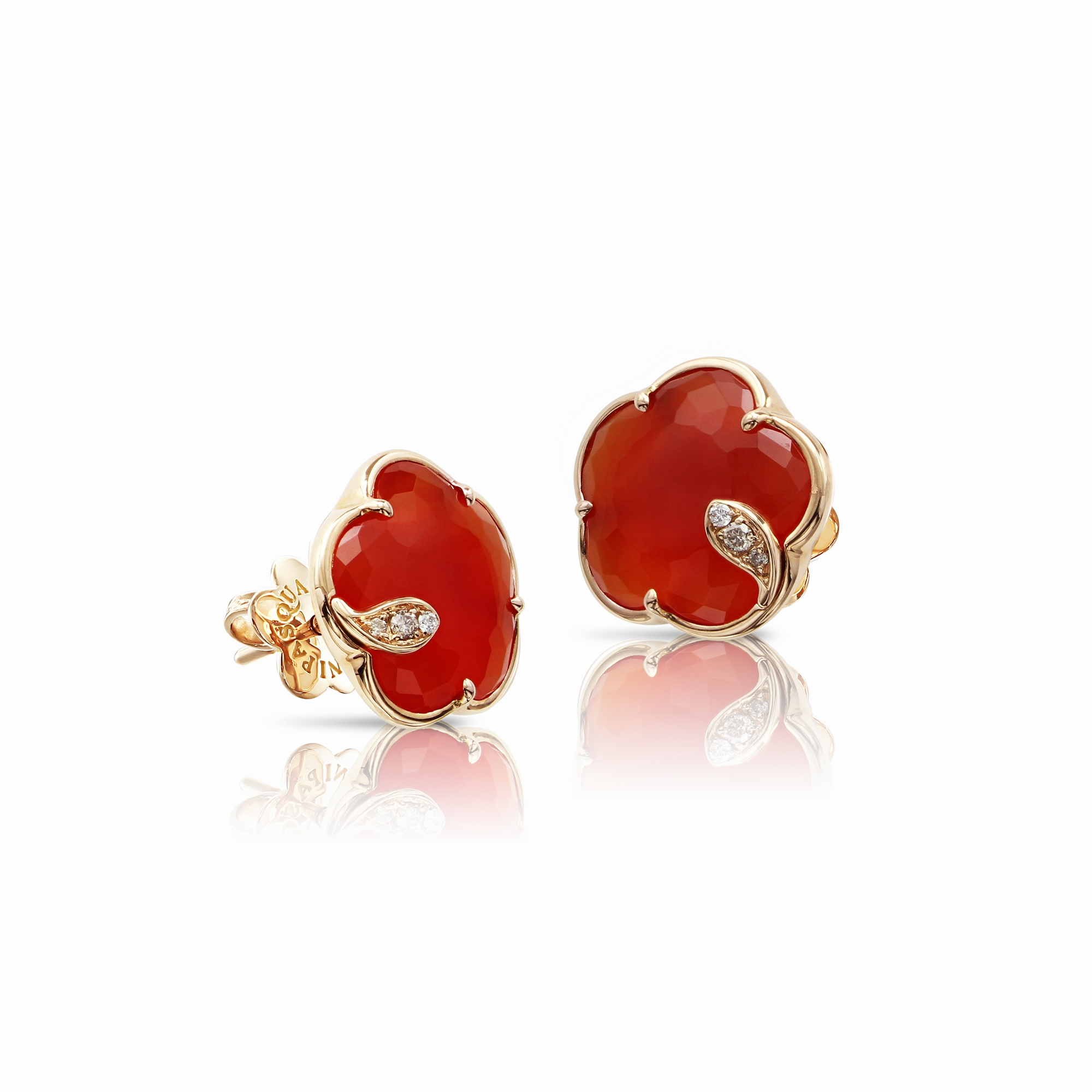 Pasquale Bruni Petit Joli 18ct Rose Gold Diamond Carnelian Stud Earrings