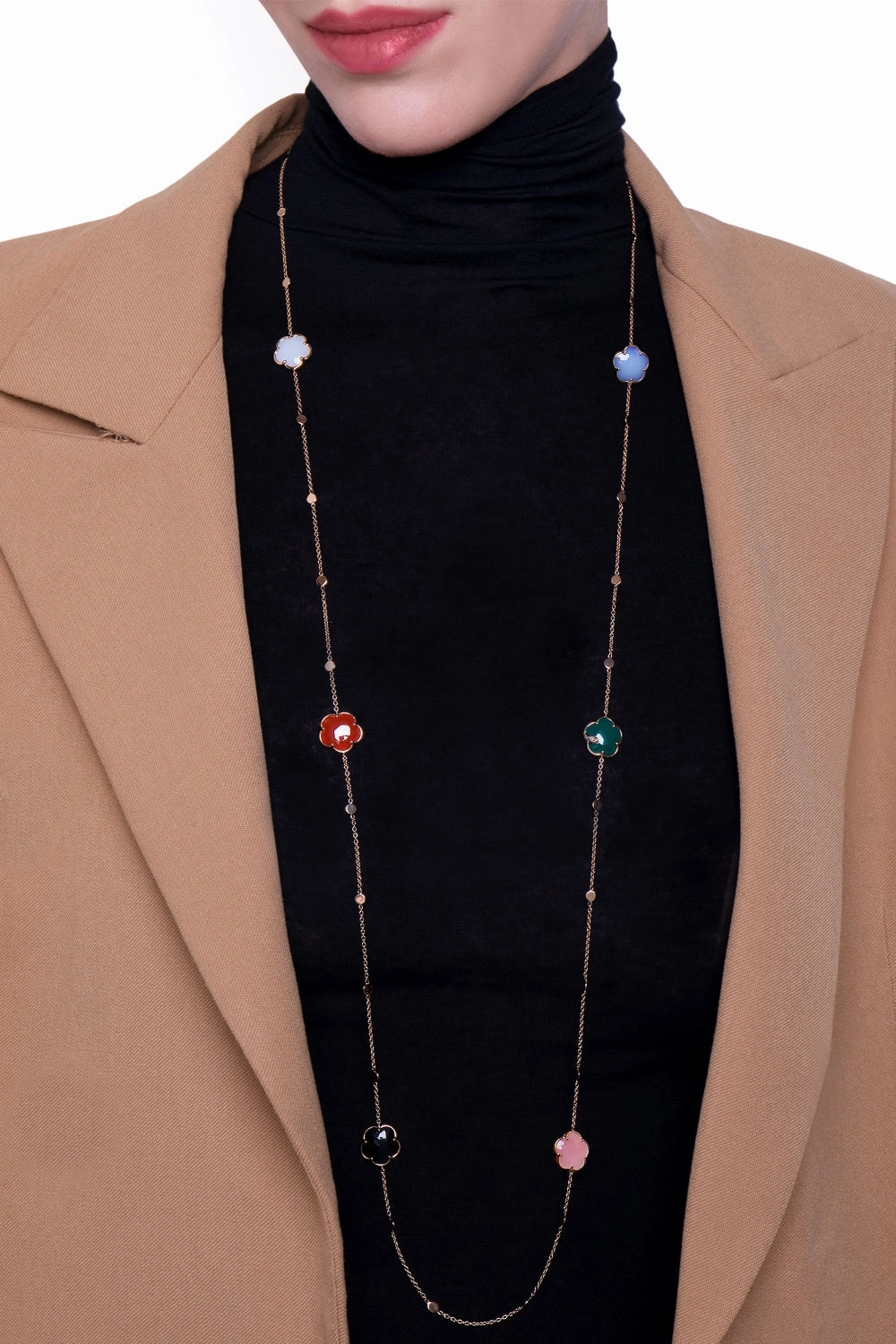 Pasquale Bruni Petit Joli 18ct Rose Gold Diamond Gemstone Sautoir Necklace