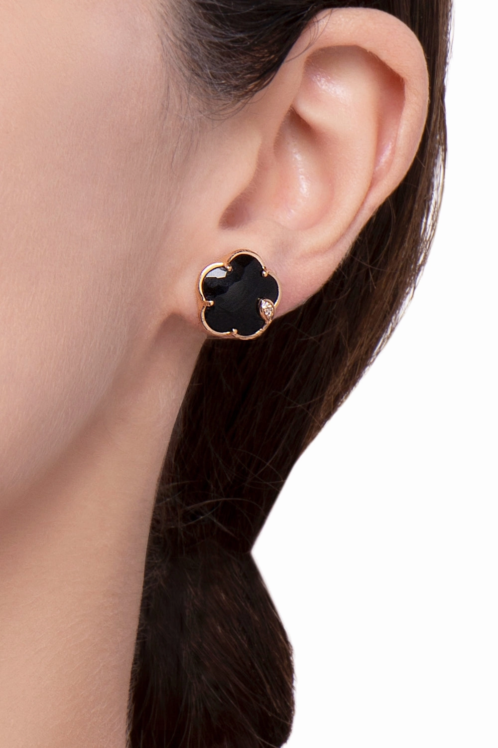 Pasquale Bruni Petit Joli 18ct Rose Gold Diamond Onyx Stud Earrings