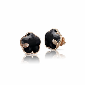 Pasquale Bruni Petit Joli 18ct Rose Gold Diamond Onyx Stud Earrings