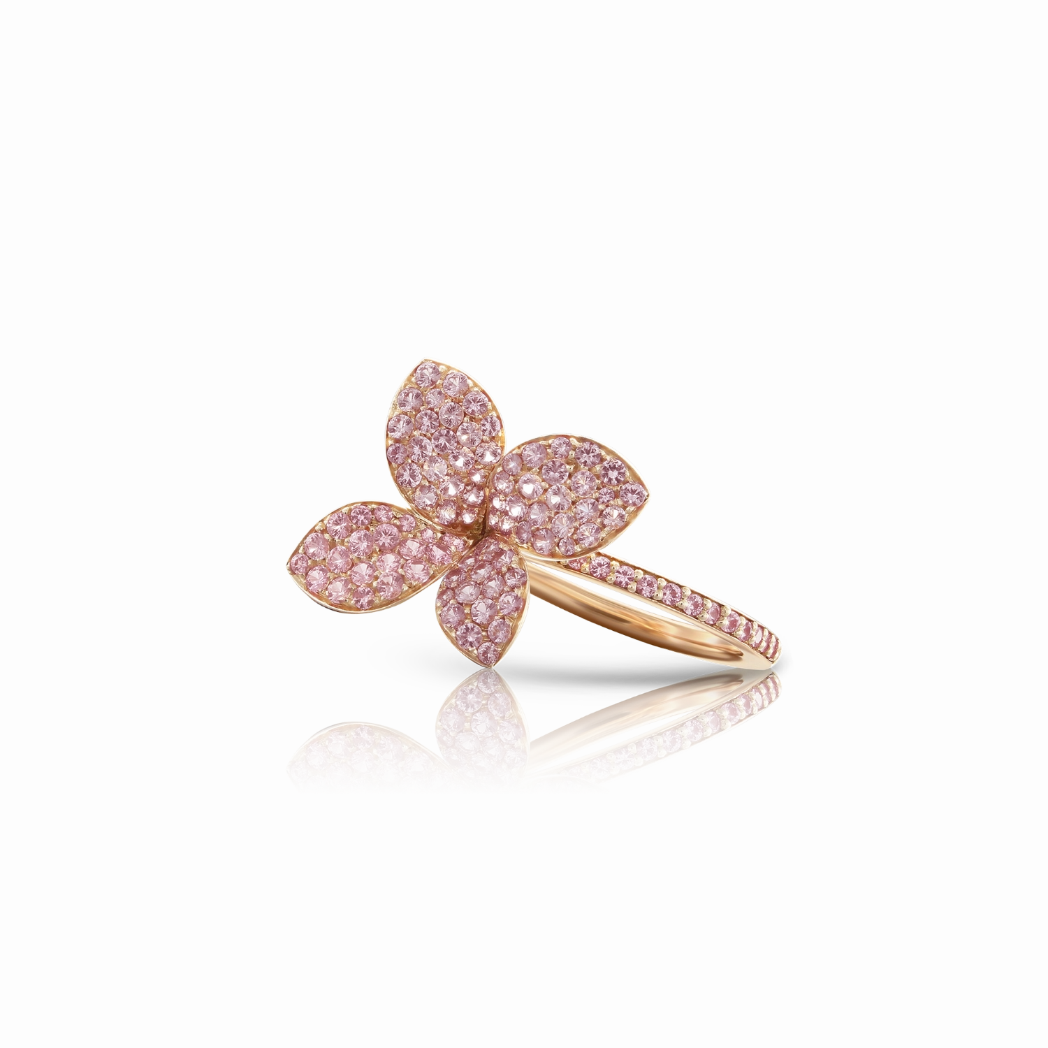 Pasquale Petit Garden 18ct Rose Gold Pink Sapphire Flower Ring D