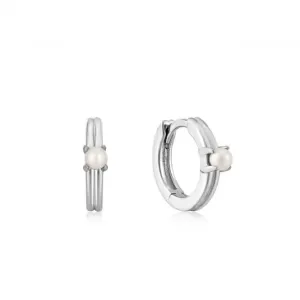 Pearl Cabochon Huggie Hoop Earrings E043-03H