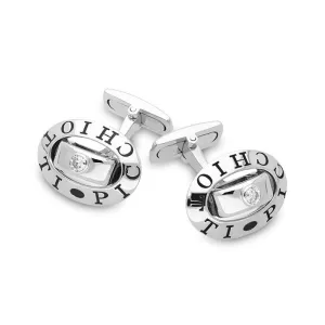 Picchiotti 18ct White Gold 0.21ct Diamond Engraved Cufflinks