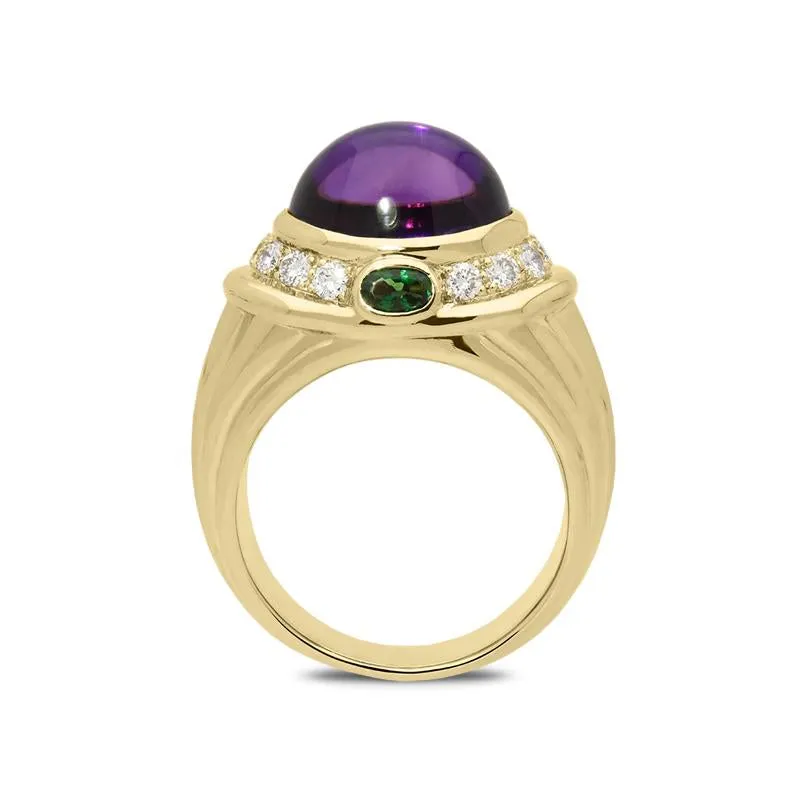 Picchiotti 18ct Yellow Gold 5.47ct Amethyst Tourmaline Diamond Ring D
