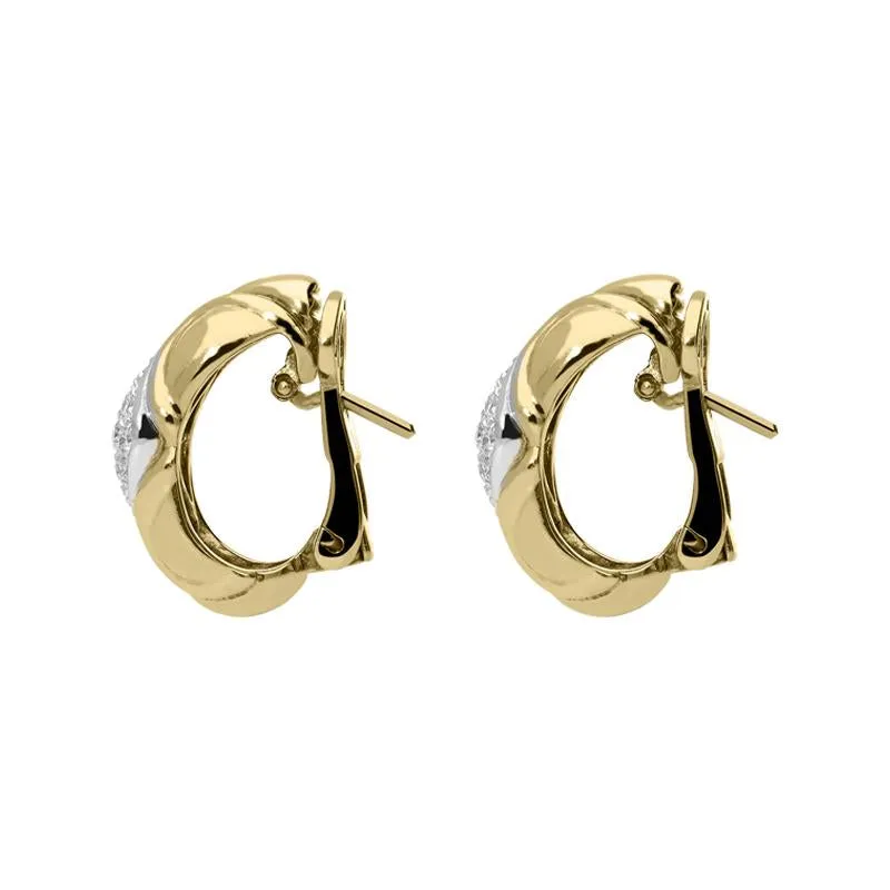 Picchiotti 18ct Yellow Gold Diamond Pave Hoop Earrings D