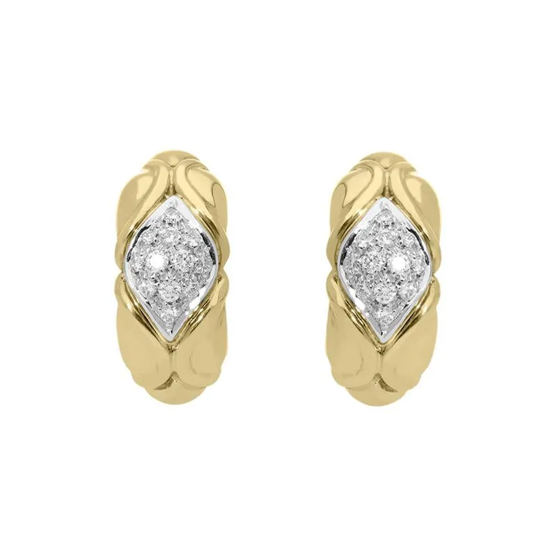 Picchiotti 18ct Yellow Gold Diamond Pave Hoop Earrings D