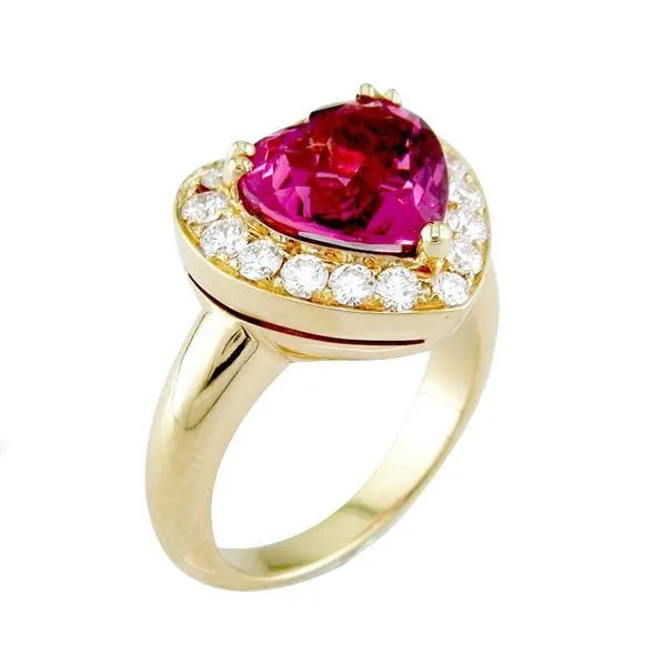 Picchiotti 3.04ct Pink Tourmaline Diamond Heart Shaped Ring