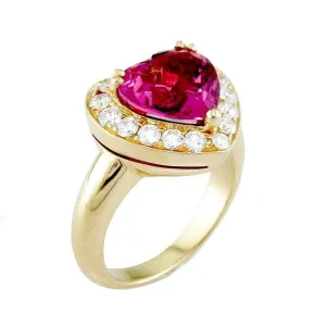 Picchiotti 3.04ct Pink Tourmaline Diamond Heart Shaped Ring