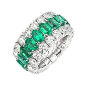 Picchiotti Xpandable 18ct White Gold 6.65ct Diamond Emerald Eternity Ring