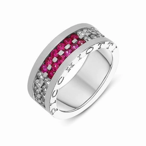 Picchiotti 18ct White Gold 0.68ct Diamond Pink Sapphire Channel Set Ring D