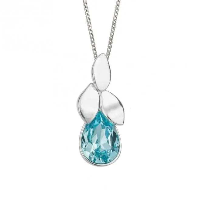 Plain Polished Petals With Aqua Bohemic Preciosa Pendant P5238T