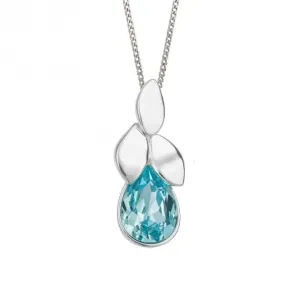 Plain Polished Petals With Aqua Bohemic Preciosa Pendant P5238T
