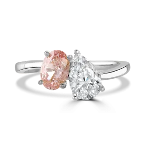 Platinum 1.8ct White & Pink Laboratory Grown Diamond 'Toi et Moi' Ring
