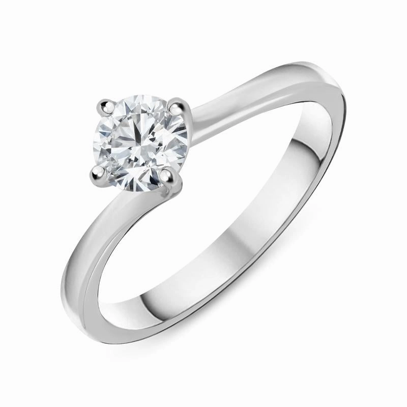 Platinum 0.55ct Diamond Twisted Solitaire Ring