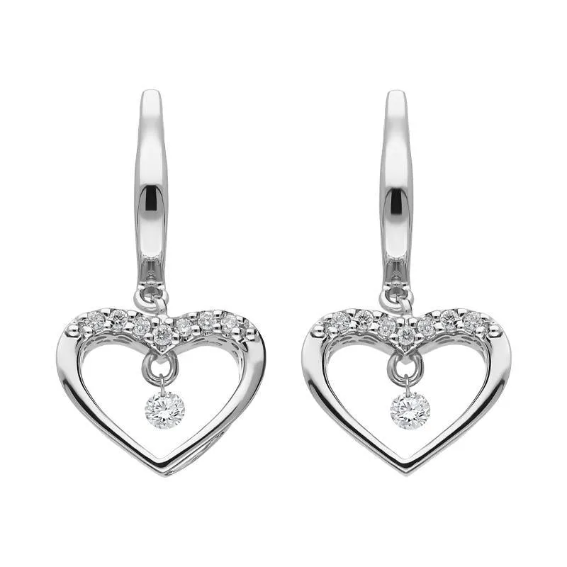 Ponte Vecchio 18ct White Gold 0.26ct Diamond Heart Drop Earrings